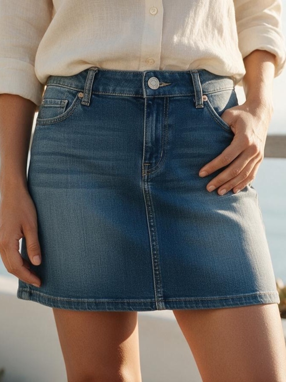 Tommy Hilfiger. Distressed Denim Skirt. Size 14